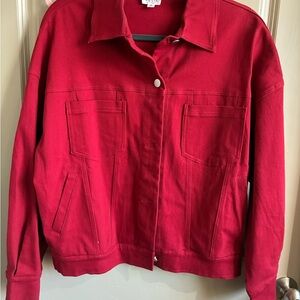 Le Lis Red Denim-Style Cotton Jacket